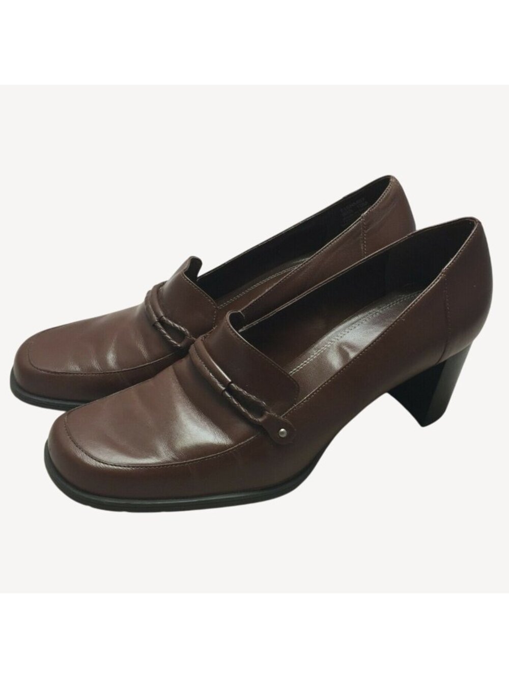 Naturalizer Womens Brown Slip On Pump Loafer Block Heel 3in Office Shoes 10M